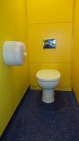 Typical view of new wc cubicle, vinyl floor and WC
