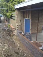 Setting out for the blue brick sections of brickwork.